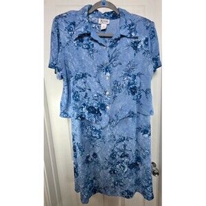 Vintage K Studio 2 PC Dress Set Periwinkle Blue Floral Rayon Midi Jacket Size 14